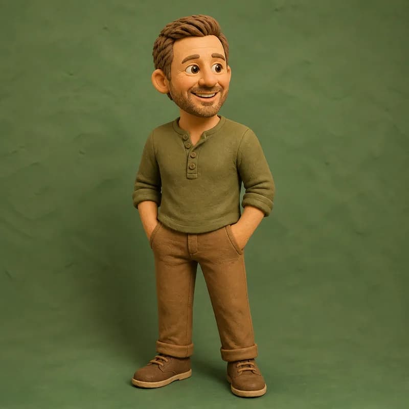 Dad as a character in the Claymation style