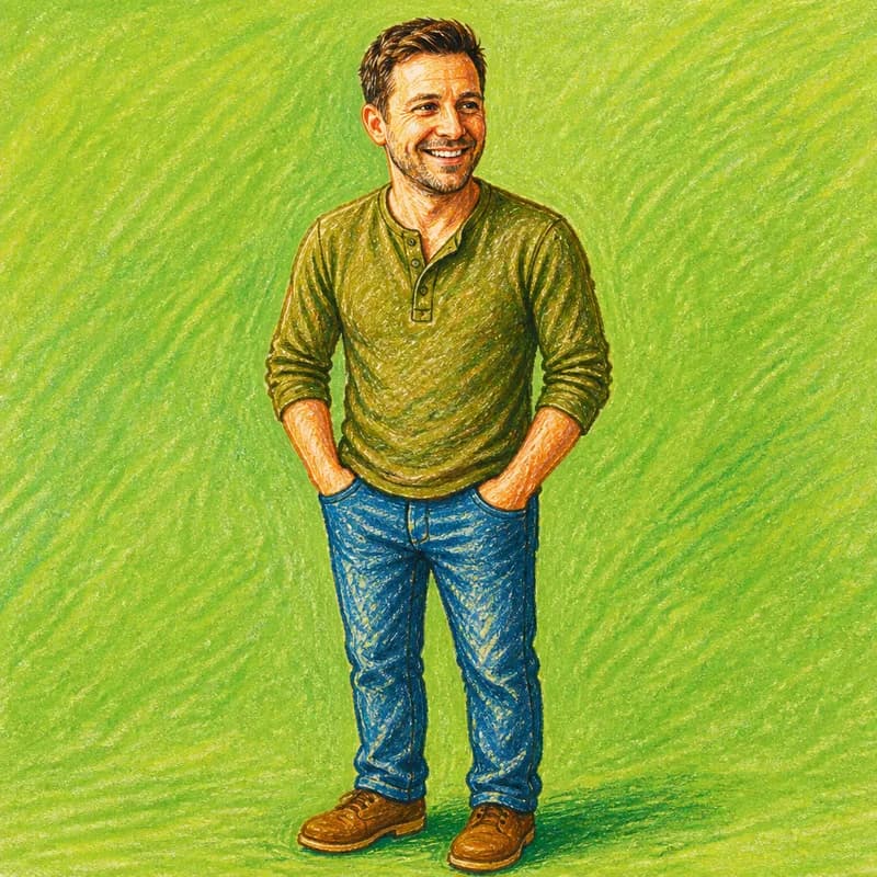 Dad as a character in the Crayon style