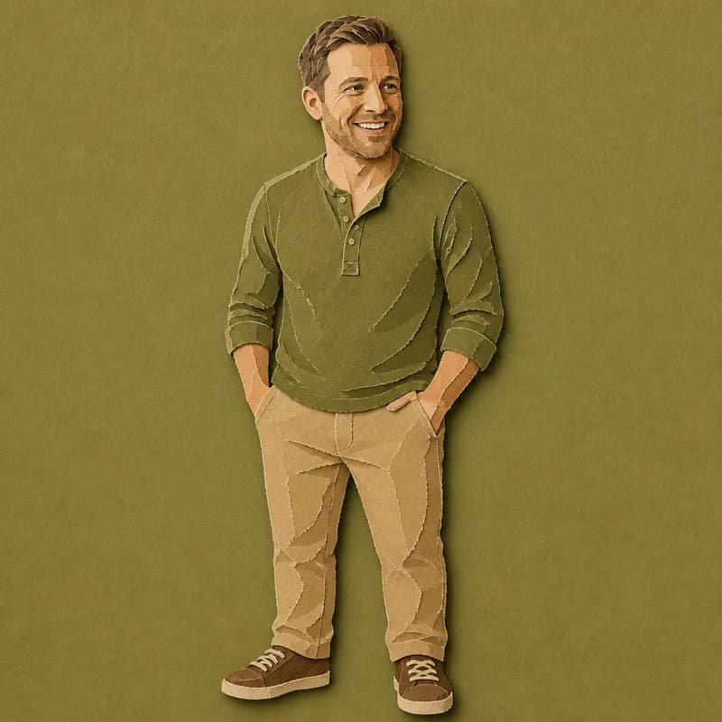 Dad as a character in the Paper Collage style