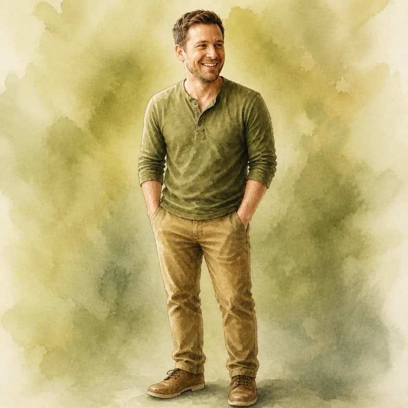 Dad as a character in the Watercolor style